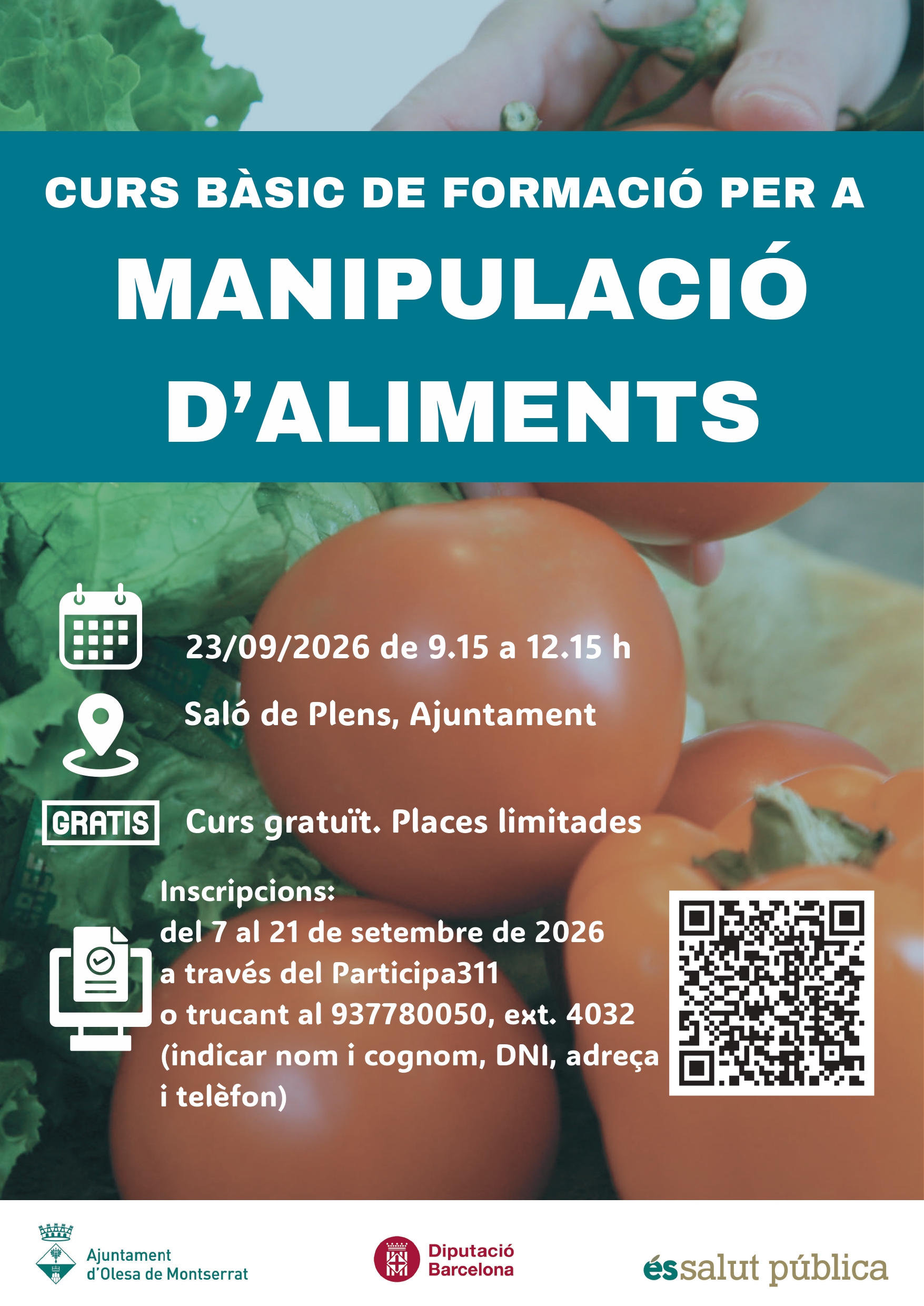 Cartell formació bàsica manipulació aliments 23 de setembre 2026