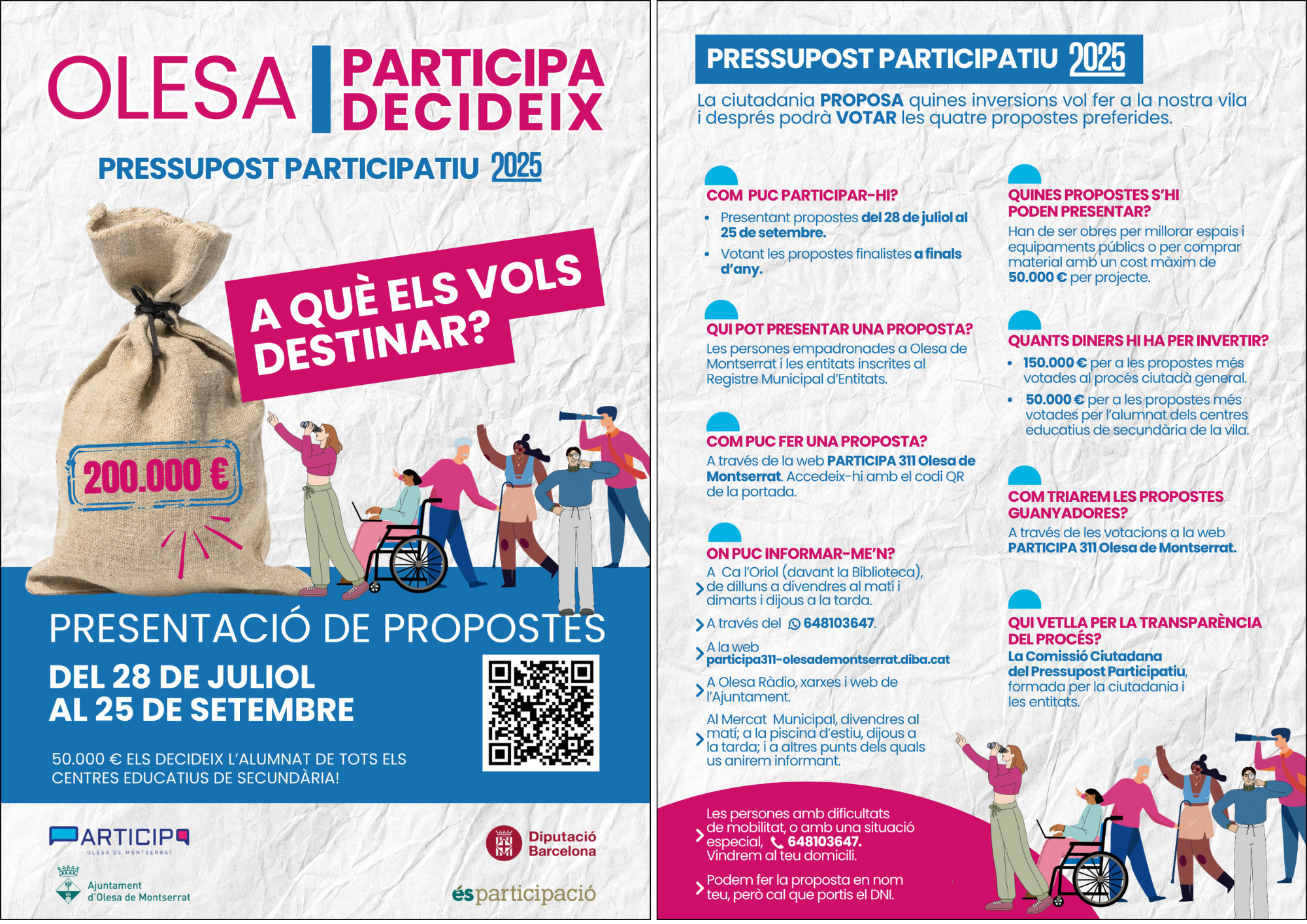 Flyer propostes Pressupost Participatiu 2025 Olesa de Montserrat