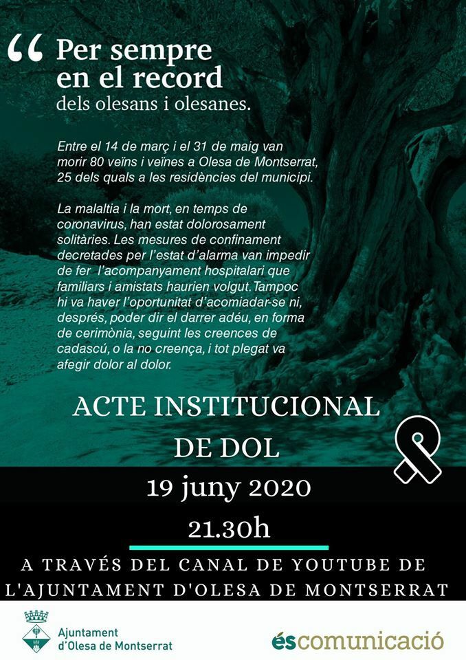 Imatge pels mitjans: Acte de dol col·lectiu per les víctimes del coronavirus