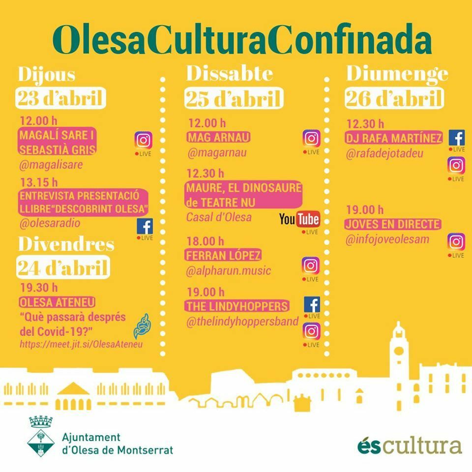 Imatge pels mitjans: Segona setmana del Cicle Olesa Cultura Confinada