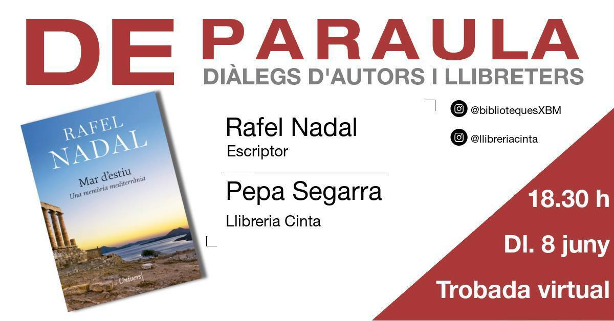 Imatge pels mitjans: Trobada virtual entre l'escriptor Rafel Nadal Farreras i Pepa Segarra de la Llibreria CINTA