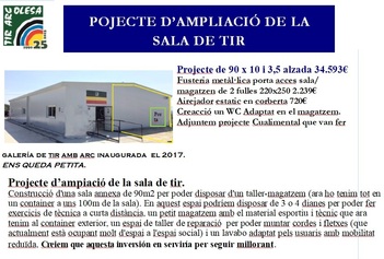 Projecte d'ampliació de la sala de tir.