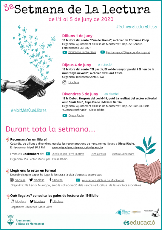 Imatge pels mitjans: Olesa celebra la 3a Setmana de la Lectura de l’1 al 5 de juny amb activitats virtuals
