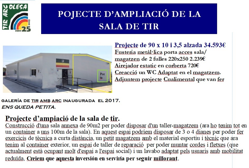 Imatge pels mitjans: Projecte d&#39;amplició de la sala de tir